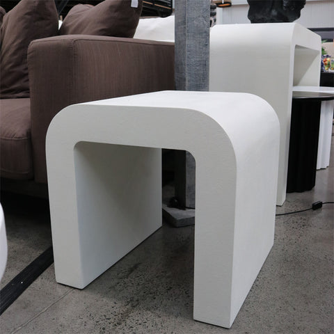 White ‘Concrete Look’ Asahi Side Table / Bedside Table