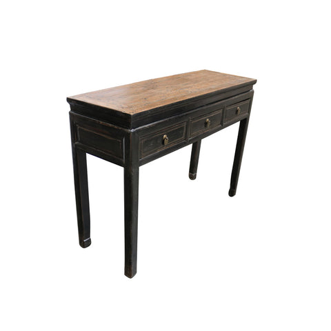 Antique Style Black Shanhai Console Table Poplar Wood