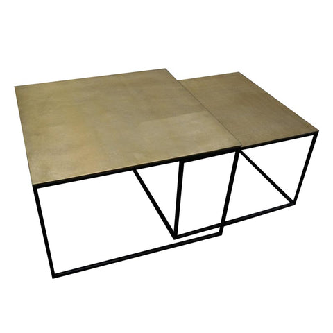 Tonto Modern Nesting Coffee Table Set - Antique Brass
