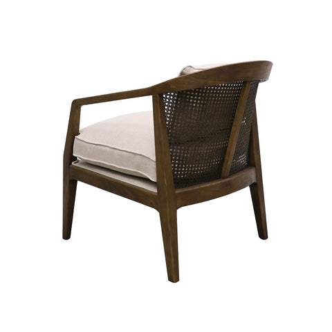 Newport Modern Fabric & Rattan Armchair / Occasional Chair - Natural