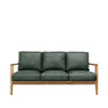 Reid Green Leather & Natural Wood Frame Three Seater Sofa / Lounge - Contemporary Elegance