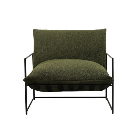 Green Boucle Lauro Club Chair Large Lounge Chair - Contemporary Chic