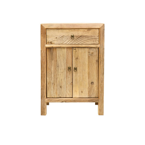 Natural Parq Reclaimed Elm Side Table Cabinet / Lamp Table - Handcrafted Farmhouse Chic