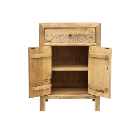 Natural Parq Reclaimed Elm Side Table Cabinet / Lamp Table - Handcrafted Farmhouse Chic