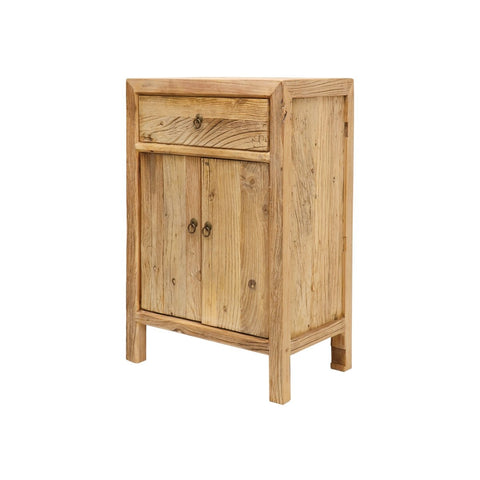 Natural Parq Reclaimed Elm Side Table Cabinet / Lamp Table - Handcrafted Farmhouse Chic