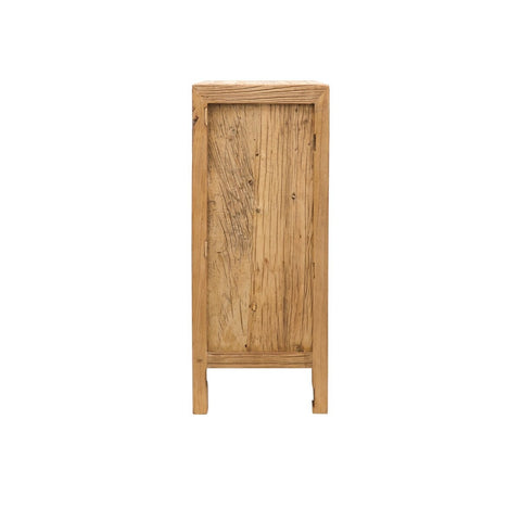 Natural Parq Reclaimed Elm Side Table Cabinet / Lamp Table - Handcrafted Farmhouse Chic