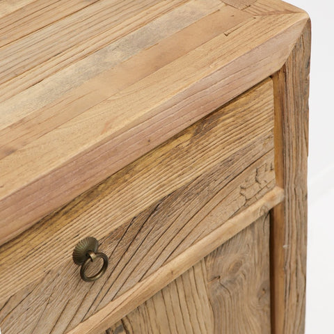 Natural Parq Reclaimed Elm Side Table Cabinet / Lamp Table - Handcrafted Farmhouse Chic