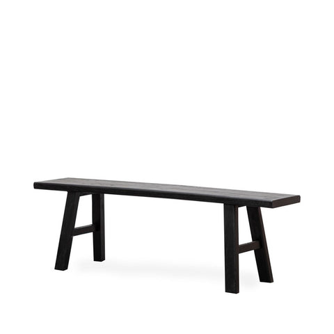 Rectangular Long Black Reclaimed Elm Parq Bench Seat - Handcrafted Farmhouse Chic