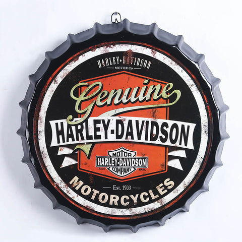 Harley Davidson Motorcycles Bottle Cap Shaped Wall Art Sign