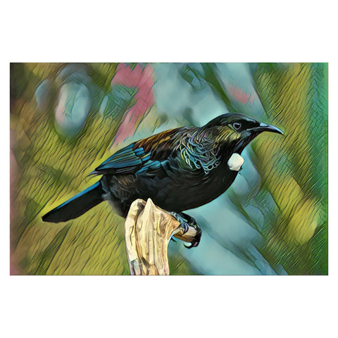 Striking Tui Art Print On Glass Wall Hanging