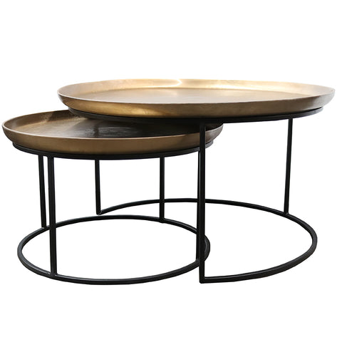 Antique Brass Calypso Modern Coffee Table Nesting Set