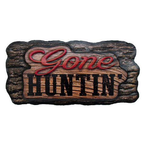 Gone Huntin’ Etched Tree Log Design Man Cave Wall Art Sign