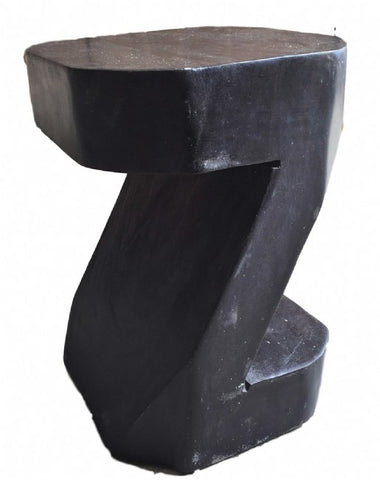 Abstract Z Shape Tamarind Wood Side Table / Block Chair - Artistic