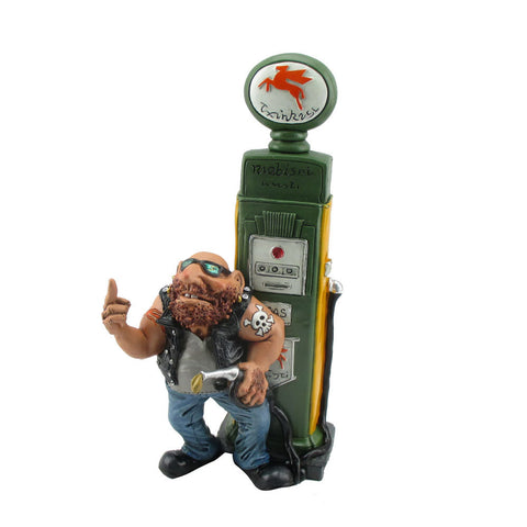 Cheeky Biker Petrol Pump Novelty Money Box Ornament