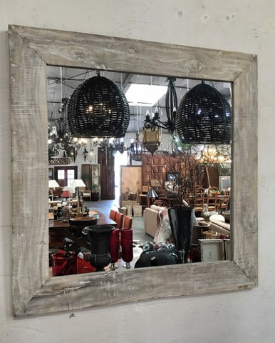 White Washed Authentic Wood Mirror - Rustic Character Piece 1.2m