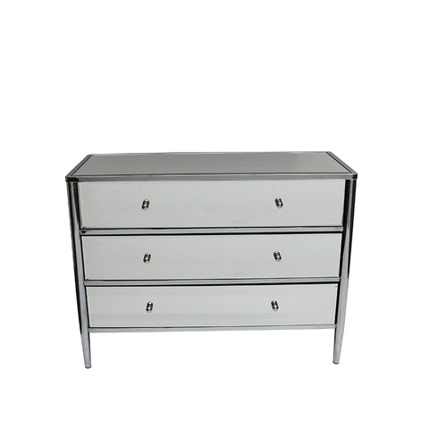Modern Polished Nickel Mirror Commode