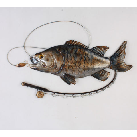 Fish & Fishing Rod Wall Art Metal Wall Hanging