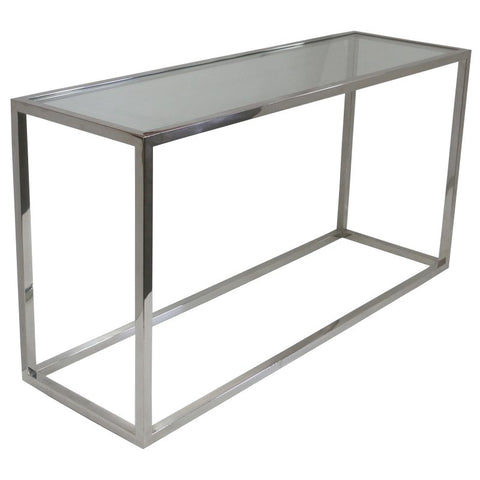 Polished Stainless Steel & Glass Bogart Console Table - Modern Geometric Chic