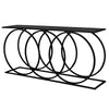 Circle Iron & Black Oak Wood Abstract Geometric Console Table