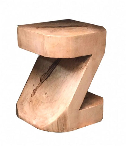 Abstract Z Shape Tamarind Wood Side Table / Block Chair - Artistic