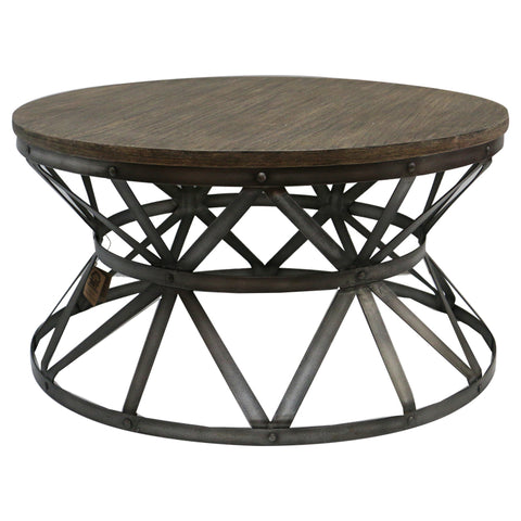 Oliver Rustic Geometric Wood & Iron Coffee Table