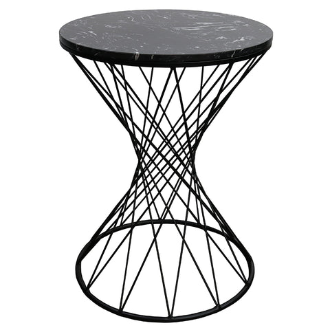 Lagos Black Marble Modern Twist Geometric Side Table