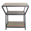 Preston Beech & Iron Modern Geometric Side Table / Shelving Unit