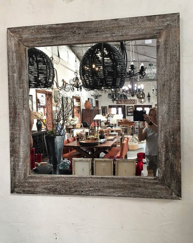 Black Washed Authentic Wood Mirror - Rustic Character Piece 1.2m