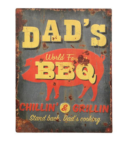 Embossed Metal Vintage Style Dad's BBQ Sign