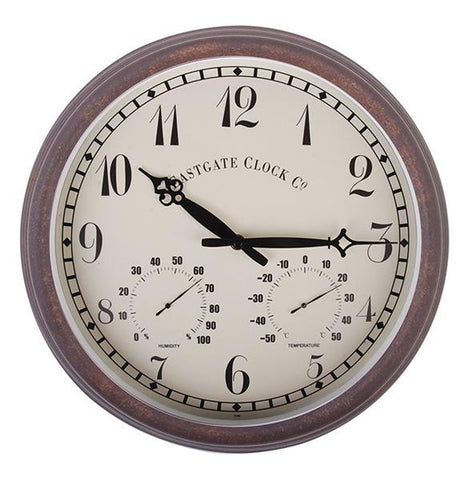 Eastgate Vintage Styled Wall Clock With Subdials - Humidity & Temperature