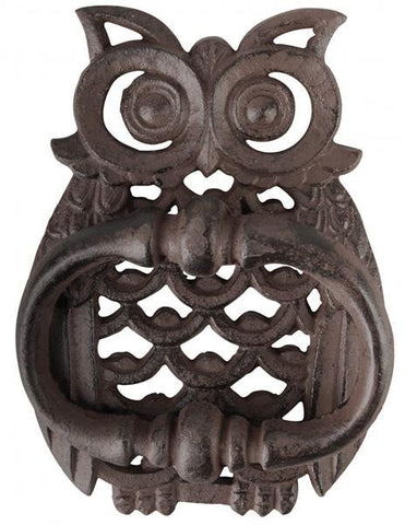 Gorgeous Cast Iron Owl Villa Door Knocker Bell Rustic Door Ornament