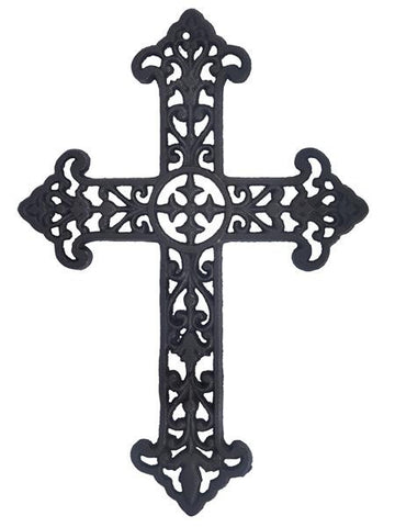 Fleur De Lys Cast Iron Villa Cross Wall Ornament / Hanging