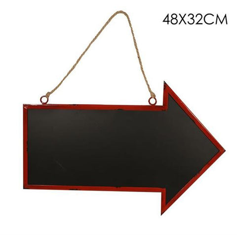 Retro Arrow Shaped Blackboard With Aged Red Metal Frame