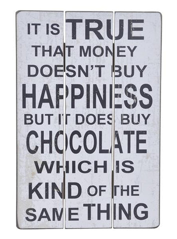 Picket Fence Style "Chocolate & Happiness" Funny Shabby Chic Wall Sign
