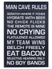 Man Cave Rules Funny Print On Canvas Frame
