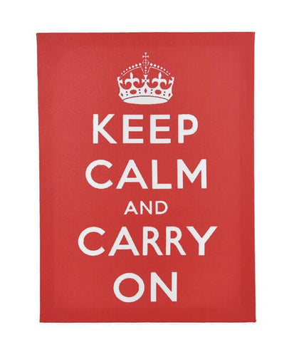 Keep Calm & Carry On Printed On Canvas Frame (Red)