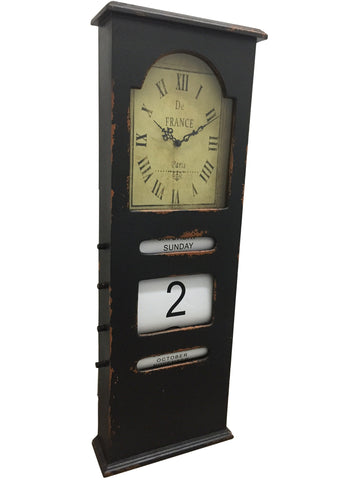 Beautiful French Country Chic Antique Style Clock With Calendar Scroll