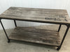 IRON RUSTIC WOOD HALL TABLE WITH CASTOR WHEELS - INDUSTRIAL CHIC