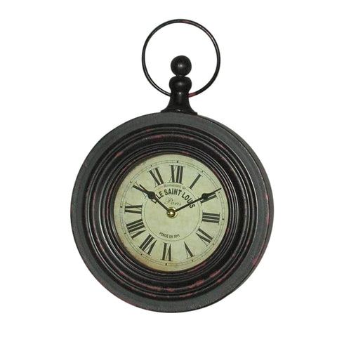 Chic Distressed Villa Hanging Clock Antique Style (Rustic Black)