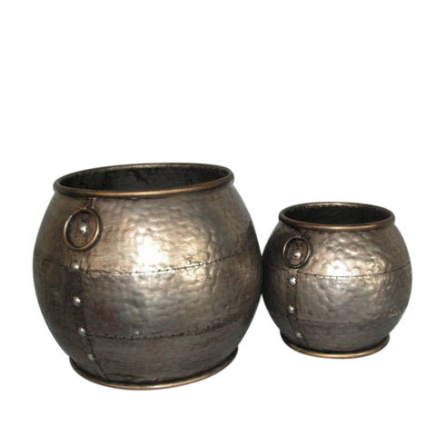 Gunmetal Flower Pot Planter Set - Indoor Ornaments