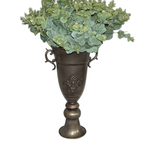 Fleur De Lys Gunmetal Flower Pot Planter With A Stand - Indoor Ornament