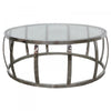 Drum Shaped Modern Metal & Glass Coffee Table