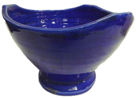 Handmade Mexican Ceramic Tulip Bowl For Salads or Decoration (Cobalt)