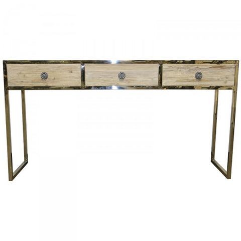 Hawthorne Wood & Stainless Steel Console Table Industrial Chic
