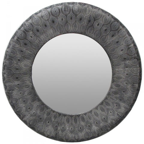 Panama Round Patterned Mirror (Black)