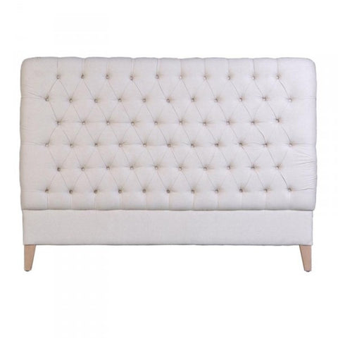 Therese Tufted Bedhead Headboard White Linen (Super King)