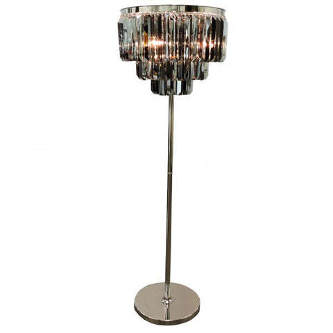 Noveaux Deco Nickel & Smokey Glass Floor Lamp Light