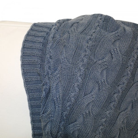 Blue Wash Cotton Cable Lounge / Bed Throw