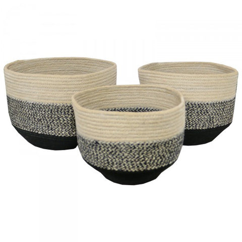 Jute B&W Storage Baskets - Laundry, Bathroom, Office & Kitchen Supplies