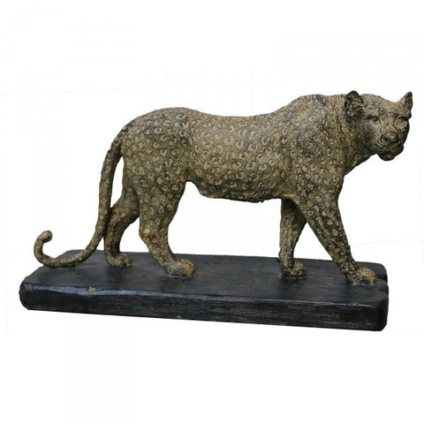 Leo Leopard On Plinth Ornate Decorative Table Ornament